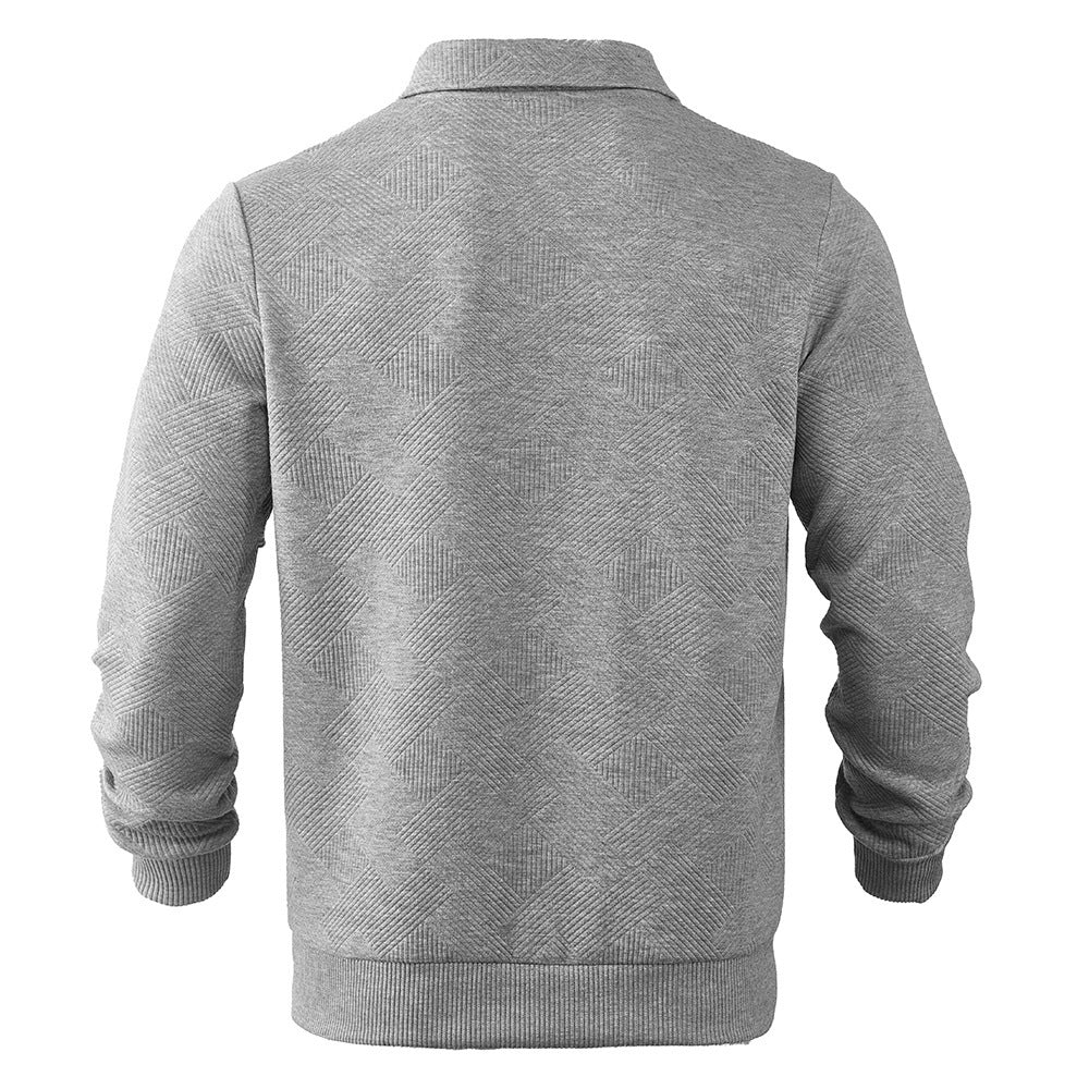 Lapel Half-zipper Sweatshirt Solid Colour Long-sleeved Tops For Men