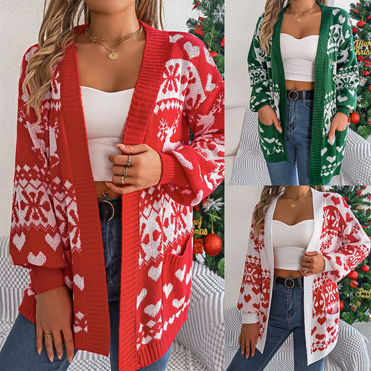 Christmas Clothes Women's Open Front Cardigan